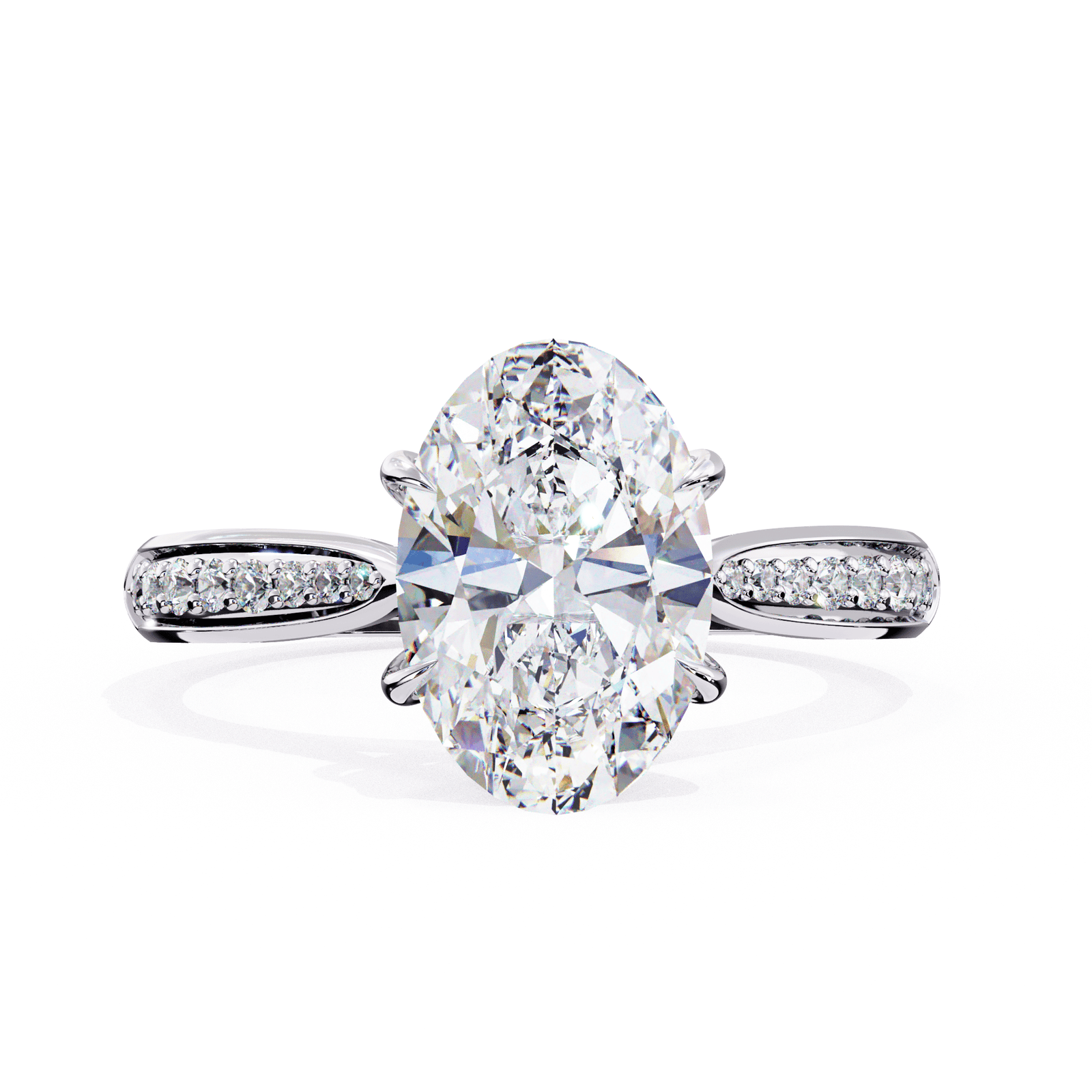 Oval Diamond Engagement Ring with Split Pave Band